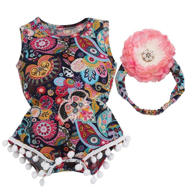 Paisley Floral Romper and Headband Set