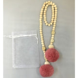 Wooden Hanging Beads with Pompom